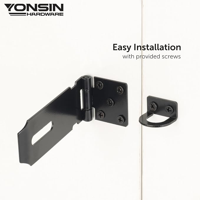 4" Door Padlock Safety Hasp Latch 2 Pcs, Door Hasp Clasp Lock Gate Shed Hasp - Image 3