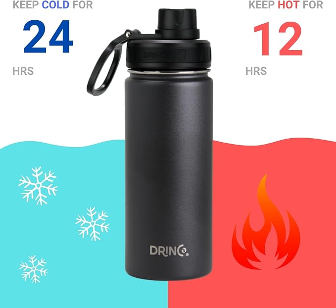 DRINCO Stainless Steel Water Bottle Spout Lid Vacuum Insulated Double Wall - Image 4