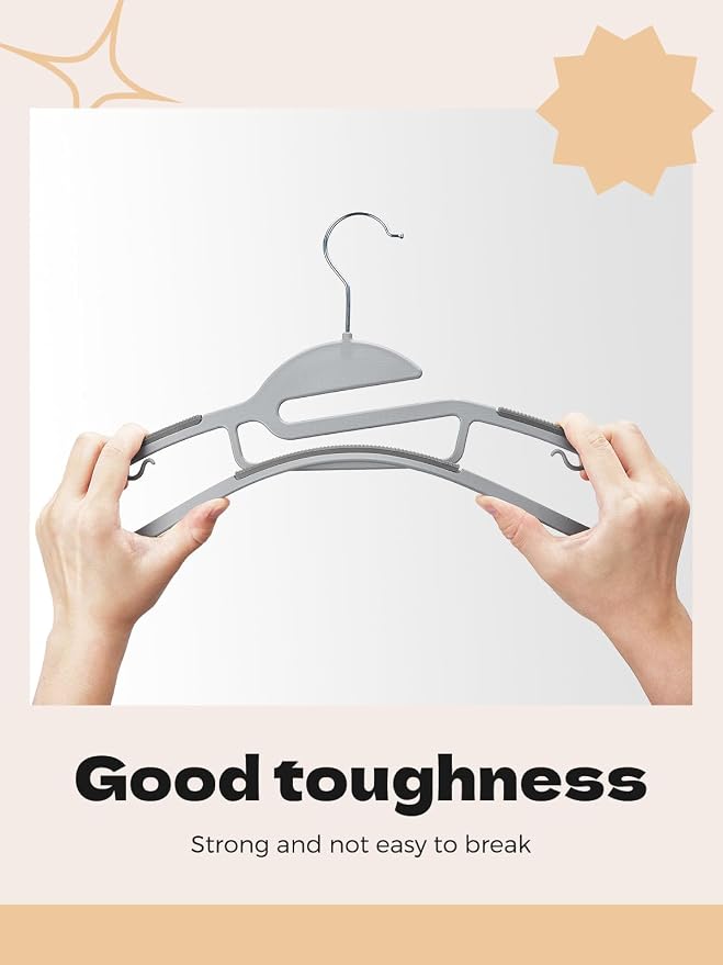 HOUSE DAY Grey Plastic Hangers 30 Pack, Slim Space Saving, Non Slip Clothes - Image 3
