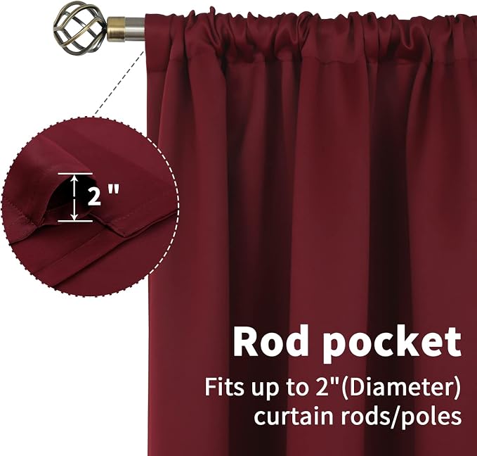 BGment Burgundy Blackout Curtains 36 Inch Length - Image 5