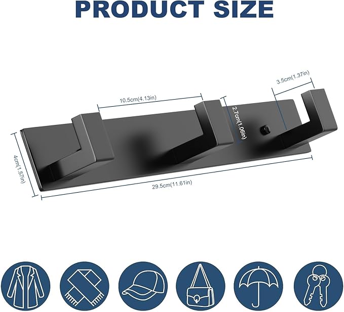 PMMASTO Coat Rack Wall Mount, Coat Hooks Wall Hooks - Image 2
