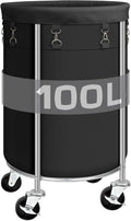 Laundry Hamper with Wheels, 100L Round Rolling Laundry Basket Sorter with by Ollieroo