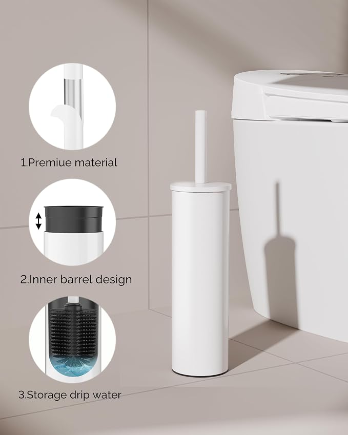 Toilet Brush and Holder Set, 2 Pack Stainless Steel Toilet Bowl Brush - Image 3