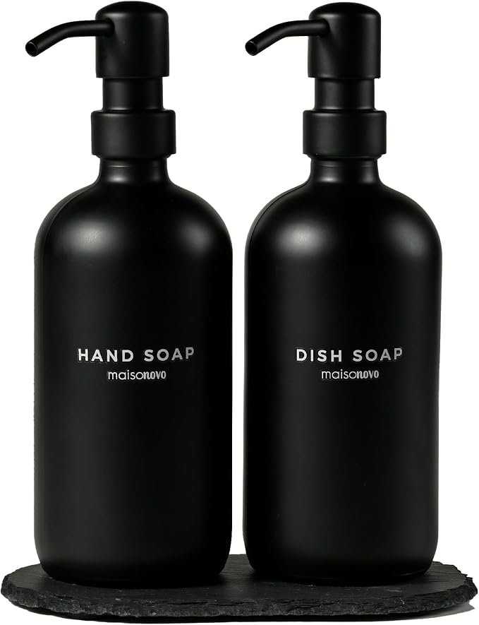 MaisoNovo Soap Dispenser 3-Piece Set | 16.9oz Black Bottles by MaisoNovo-TheArtofSustainableLiving
