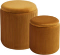 Round Set of 2 Ottoman with Storage-Upholstered Velvet Vanity Stool by HomePage