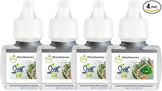 Scent Fill Minty Rosemary Plug in Air Freshener, 4 Scented Oil Refills by ScentFill