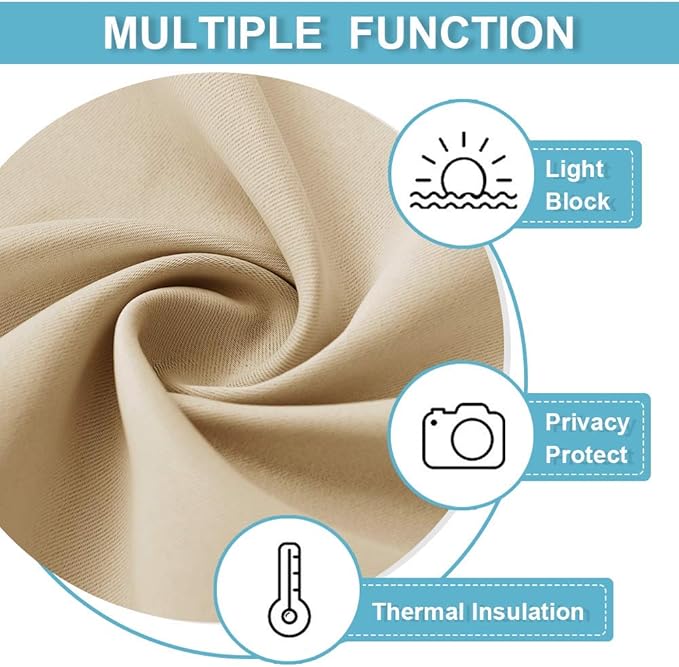 RYB HOME Curtains for Bedroom 63 inches Long, W 34 x L 63, Biscotti Beige - Image 5