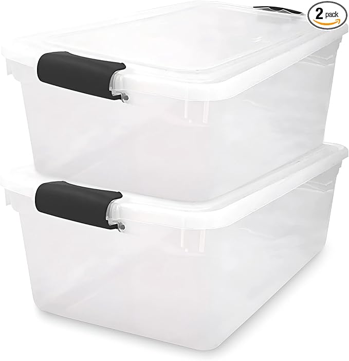 HOMZ 2-Pack Secure Latch, 64 Quart, and Office Organization by Homz