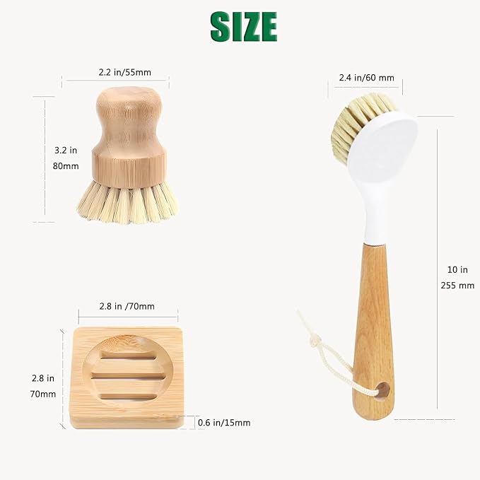 Wooden Dish Brush, Natural Bristle Dish Brushes - Image 8