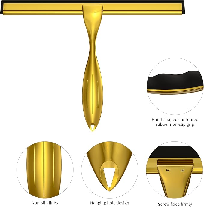 14-Inches Stainless Steel Shower Squeegee Set, Include Shower Door Hook - Image 3