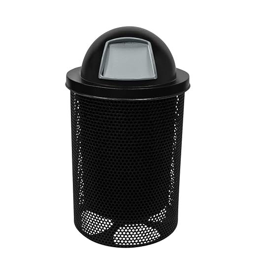COATEDOUTDOORFURNITURE RDT-P-TXTBLK Heavy Duty Round Trash Receptacle by CoatedOutdoorFurniture