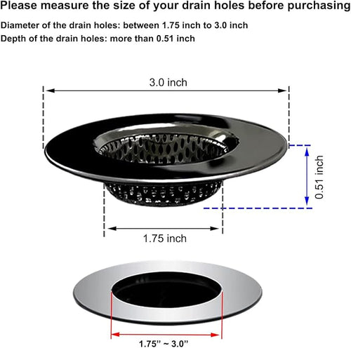 1.75" Bathtub Drain Strainers, Shower Drain Hair Catchers, Stainless Steel - Image 2