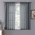 Tollpiz Short Sheer Curtain Linen Textured Bedroom Curtains Sheer Light by Tollpiz