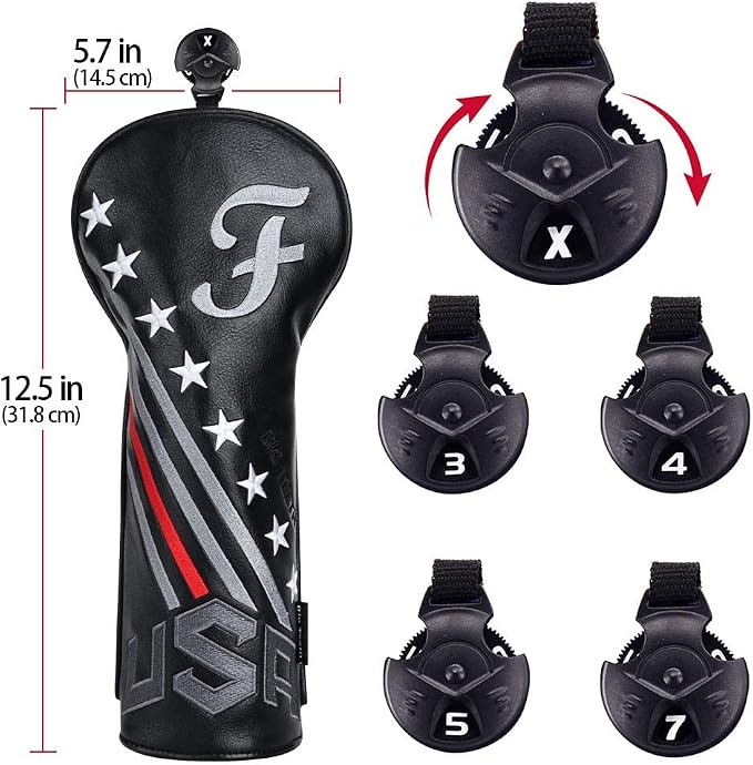 Big Teeth Golf Cover USA Stripe and Star Headcover Covers, Driver Fairway Wood - Image 3
