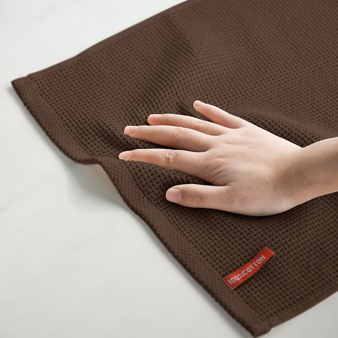 Artoid Mode 100% Cotton Dark Coffee Waffle Weave Kitchen Dish Cloths, 13x28 - Image 6