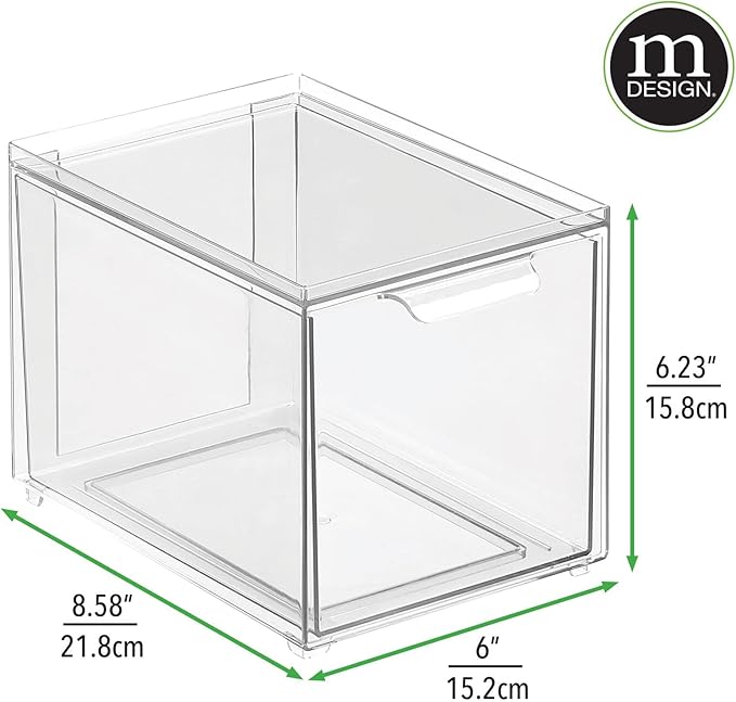mDesign Plastic Pantry Organization and Storage Bin w/Pull Out Drawer - Image 3