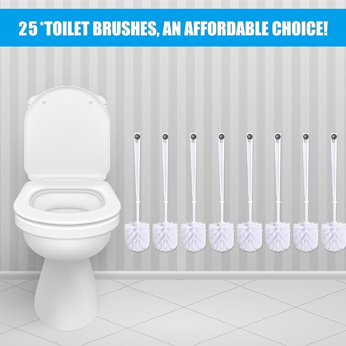Mimorou 25 Pcs White Toilet Brush, Bathroom Toilet Bowl Brush, Soft Bristle - Image 6