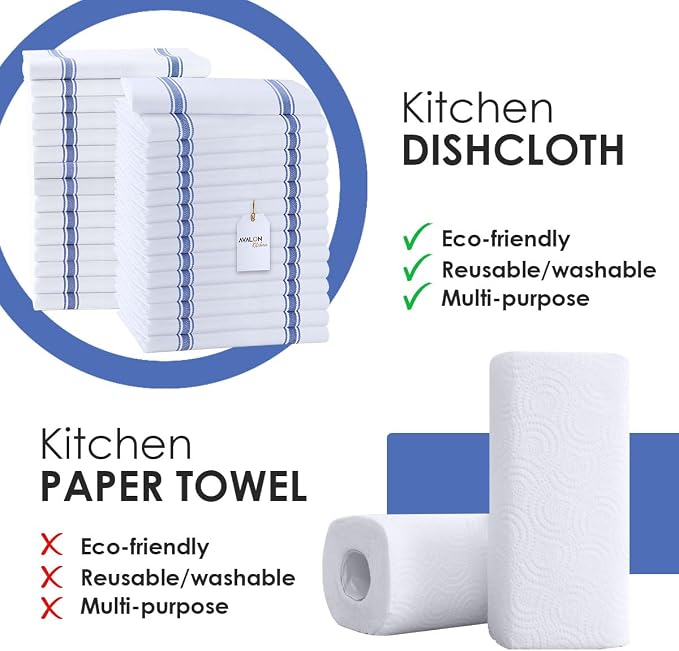 Dish Towels Set Size 15x25 Inch, 100% Cotton Soft & Absorbent Linen Kitchen - Image 2