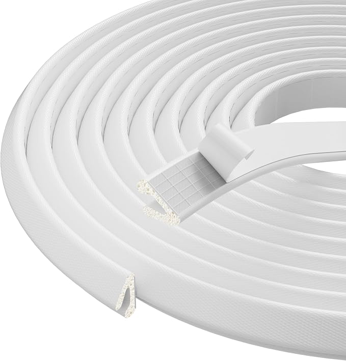 V Shape Foam Weather Stripping Door Frame Seal Strip 2Pcs×26FT White, Draft by KNEELISA