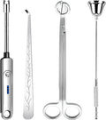 Lsnisni 4 in 1 Candle Accessory Set, Electric Lighter, Wick Cutter, Snuffer and by Lsnisni