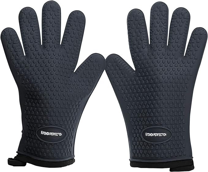 KITCHEN PERFECTION Silicone Smoker Oven Gloves -Extreme Heat Resistant BBQ by Kitchenperfection