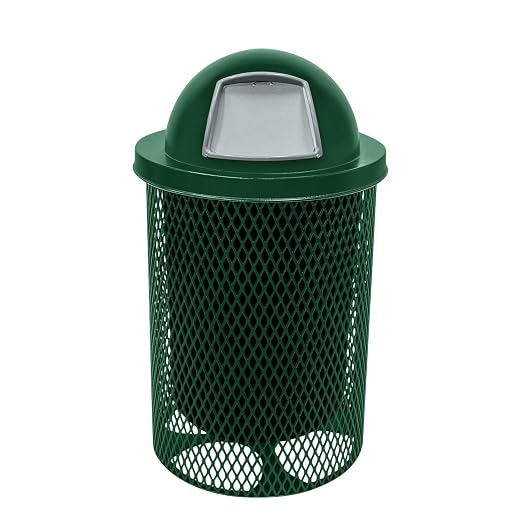 COATEDOUTDOORFURNITURE RDT-GRN Heavy Duty 32 Gallon Round Trash Receptacle by CoatedOutdoorFurniture