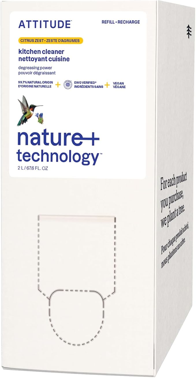 ATTITUDE Kitchen Cleaner Spray Refill, EWG Verified, Powerful Degreaser by ATTITUDE