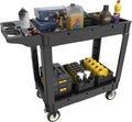 2 Tier Plastic Rolling Cart Utility Cart on Wheels, Heavy Duty Tool Carts by Maemttes