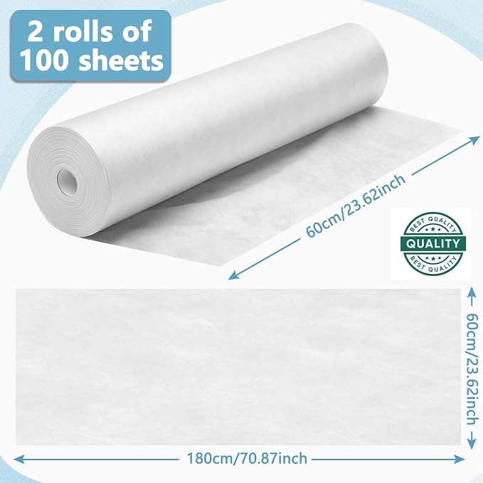 Tudomro 2 Roll Disposable Non Woven Bed Sheets 24 x 71 Inch Massage Table Paper - Image 2