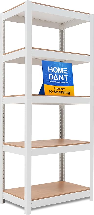 HOMEDANT House 5 Tier 24.1" W Laminated Metal Shelving Unit Adjustable Storage by TheBestOrganizingSolution