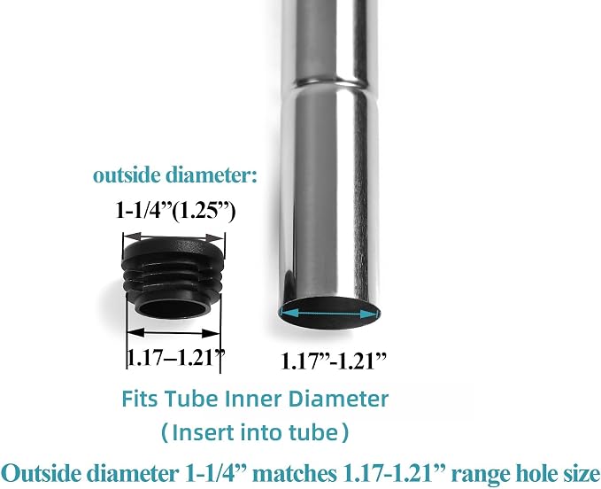 Furnigear Plastic Plugs Tubing End Caps Chair End Caps 1 1/4" Outside Bottom - Image 2