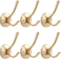 Gold Wall Hooks, 6 Pack Coat Robe Hook Heavy Duty Metal Double Bath Hook Wall by TOFIIGREM