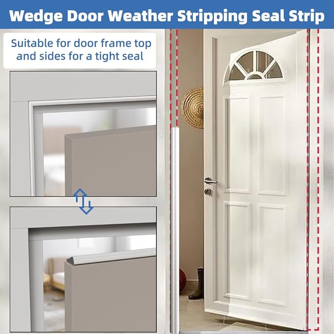 Wedge-Shape Window Weather Stripping Door Frame Seal Strip 3Pcs×196" Black - Image 4