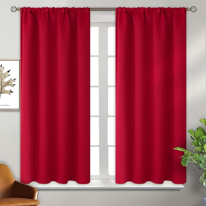 BGment Red Blackout Curtains 48 Inches Length - Image 2