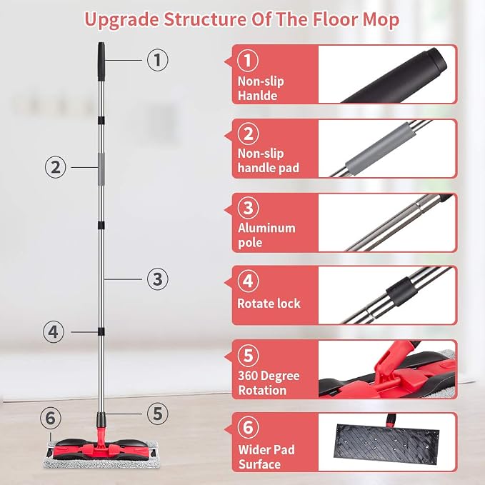 MEXERRIS Microfiber Mops for Hardwood Laminate Tile Floor Cleaning: Stainless - Image 4