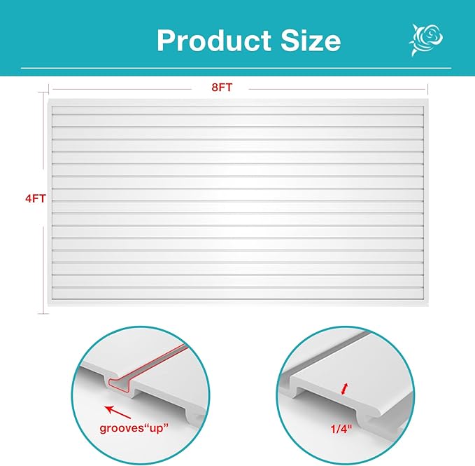 NeatiEase Slatwall Panel Wall Storage Systems, 4 x 8ft Slat Wall Paneling - Image 4