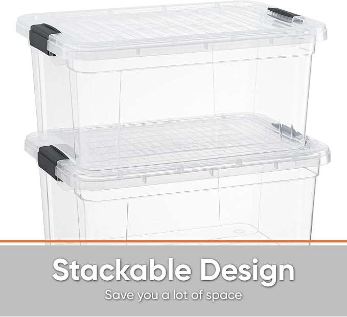 Superio Storage Bins with Lids- 4 Pack, 21 Qt Clear Boxes - Image 3