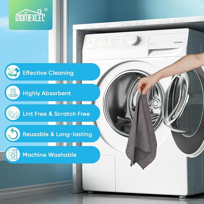 HOMEXCEL Grey Microfiber Cleaning Cloth, 24 Pack Cleaning Towels - Image 6