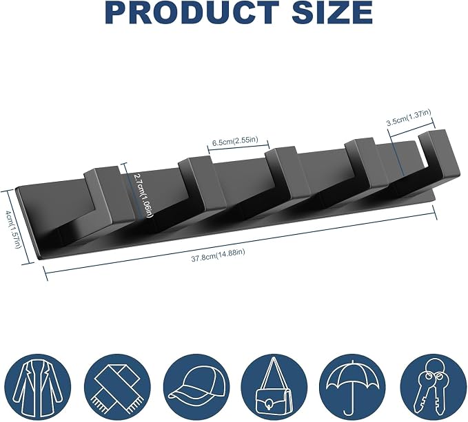 PMMASTO Coat Rack Wall Mount, Coat Hooks Wall Hooks - Image 6