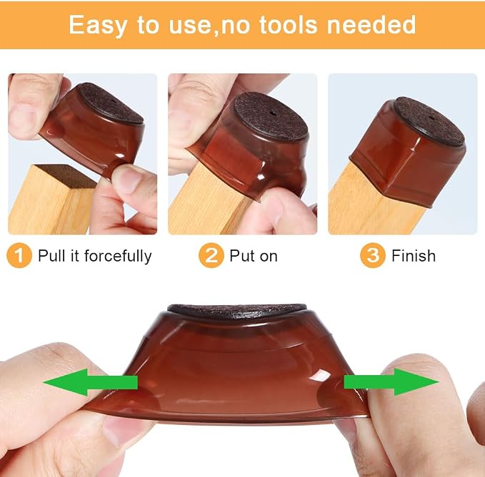 32 Pcs Chair Leg Protectors for Hardwood Floors, Silicone Felt Furniture Leg - Image 4