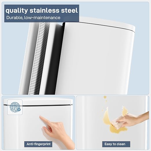Arlopu 8 Gallon Step Trash Can, Stainless Steel Garbage Bin, Soft-Close Rubbish - Image 6