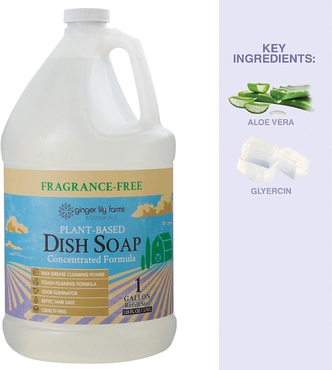 Ginger Lily Farms Botanicals Plant-Based Liquid Dish Soap, Concentrated Formula - Image 5