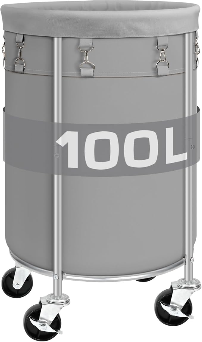 Laundry Hamper with Wheels, 100L Round Rolling Laundry Basket Sorter with by Ollieroo