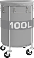 Laundry Hamper with Wheels, 100L Round Rolling Laundry Basket Sorter with by Ollieroo