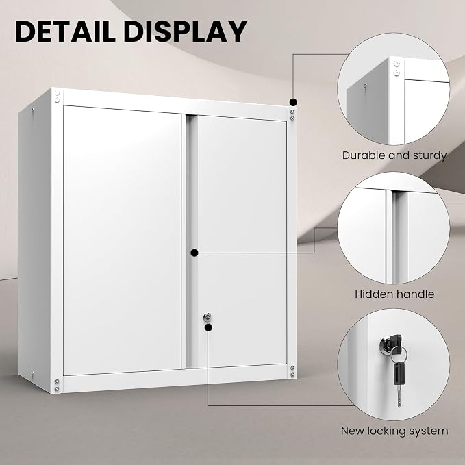 Metal Wall Cabinet, Garage Wall Mounted Cabinets, Steel Locking Cabinet - Image 4