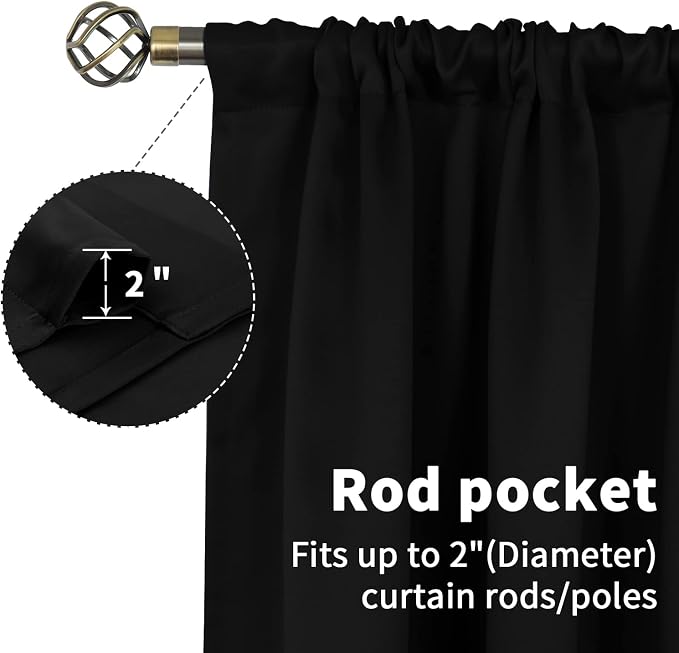 BGment Black Curtains 36 Inches Long - Image 5