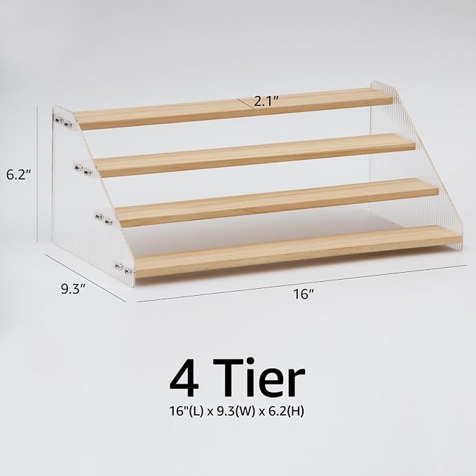 nianfeng Tiered Spice Rack, 4-Tier Spice Pantry Kitchen Cabinet Organizer - Image 6