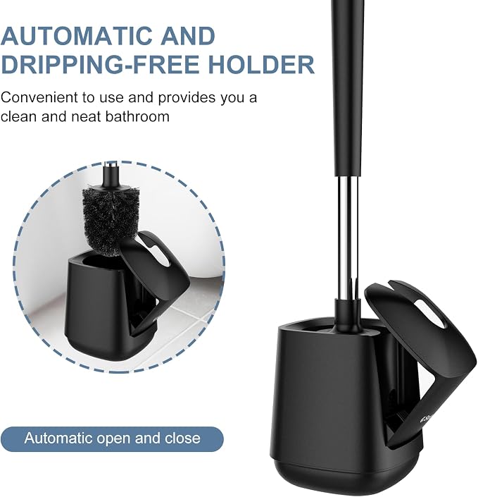SetSail Toilet Brush and Holder 3 Pack, Self Closing Lid Toilet Bowl Brushes - Image 4