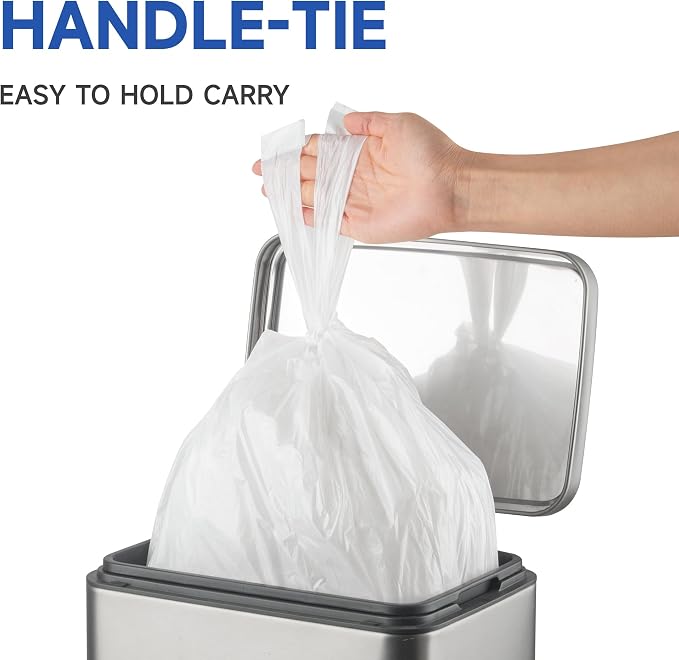 Small Trash Bags with Handles 6 Gallon 200 Count White - Image 7