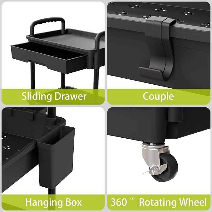 4 Tier Rolling Cart Organizer, Art Craft Diaper Bedside Snack Laundry Room - Image 4